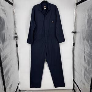 Dickies Coveralls Mens XL Regular Blue Long Sleeve Workwear Poly Blend Uniform